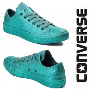 CONVERSE BRITTANY BLUE SPARKLE MONOCHROME GLITTER SNEAKERS 8 LIKE NEW